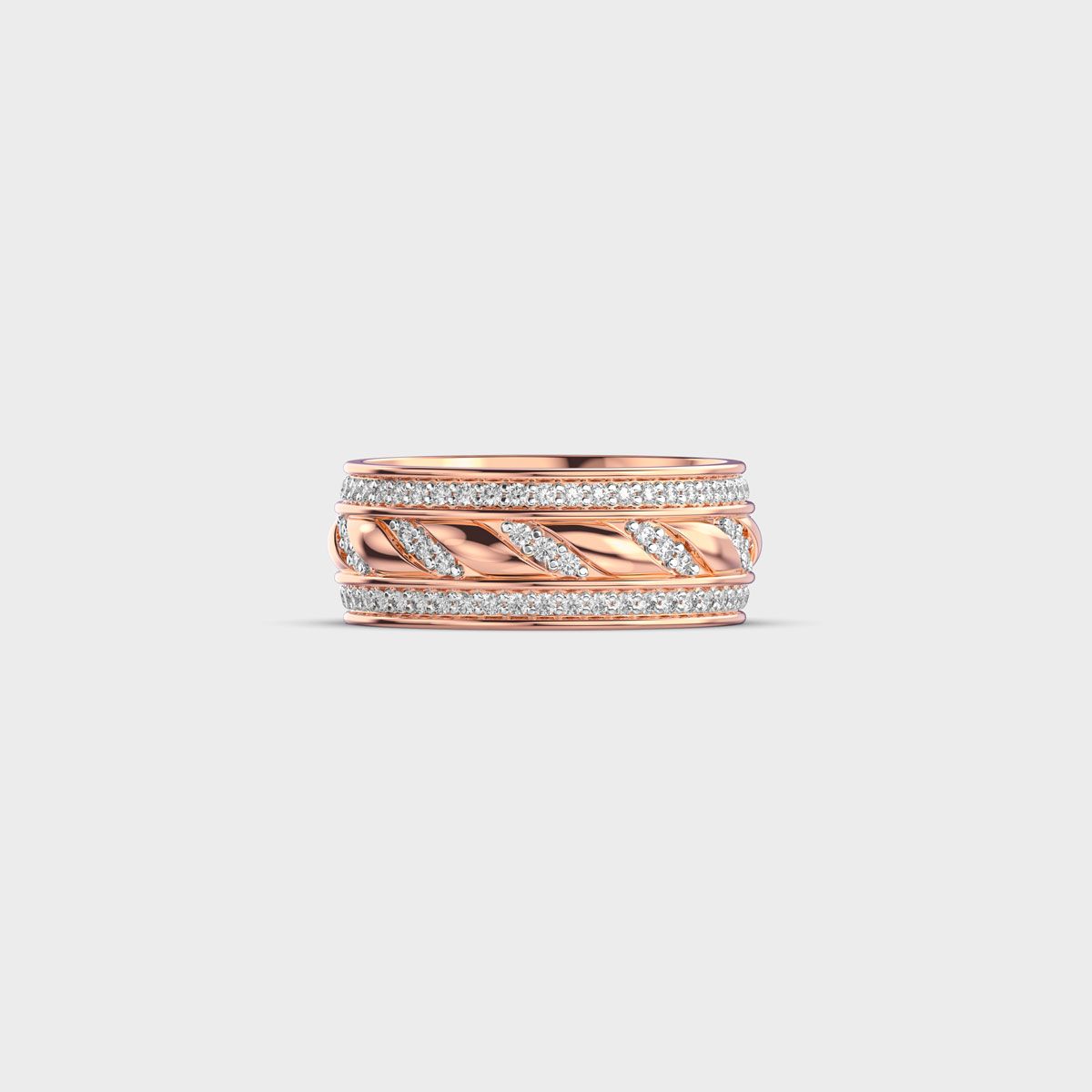 Twisted Rope Pave Diamond Band Ring - View 1