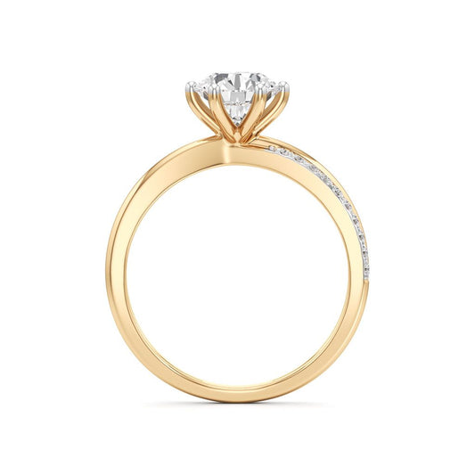 Round Solitaire Bypass Ring with Alina Accents