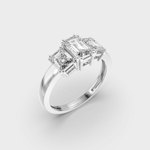 Triad Emerald Diamond Solitaire Ring - View 13