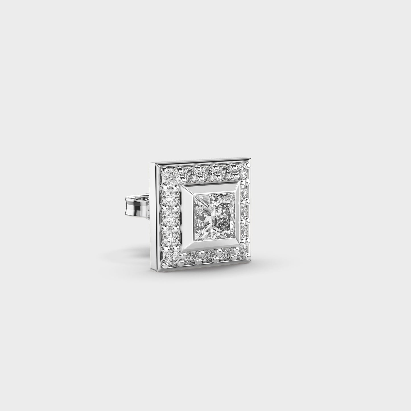 Classic Square Men Princess Diamond Stud