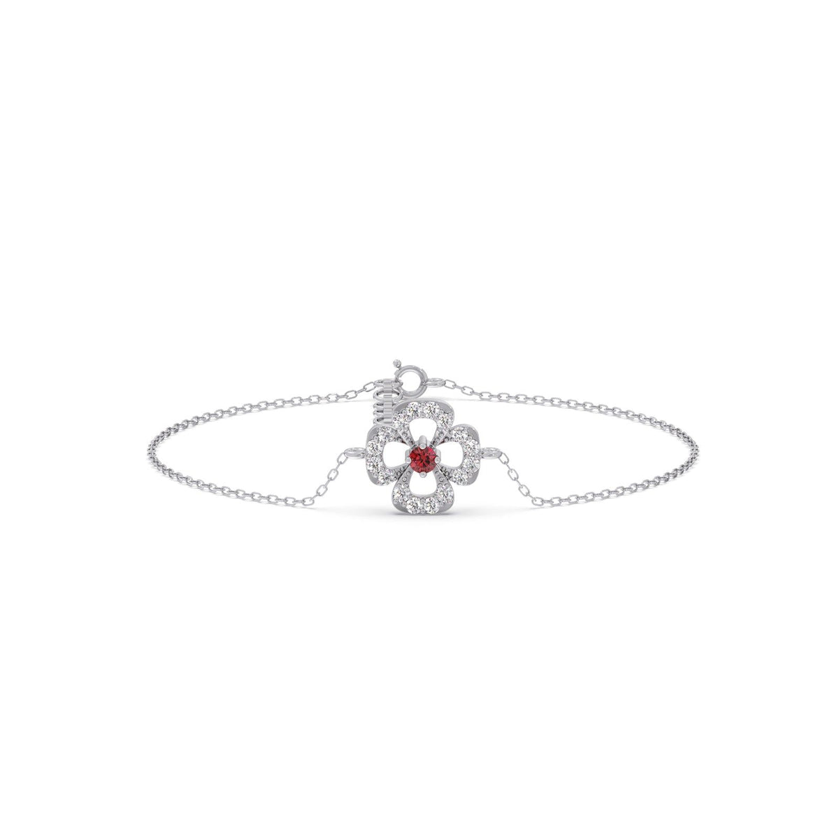 Red Gemstone Diamond Chain Bracelet
