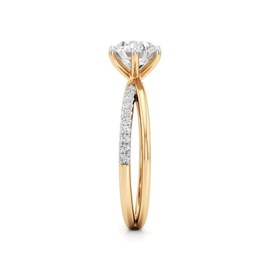 Round Solitaire Bypass Ring with Alina Accents