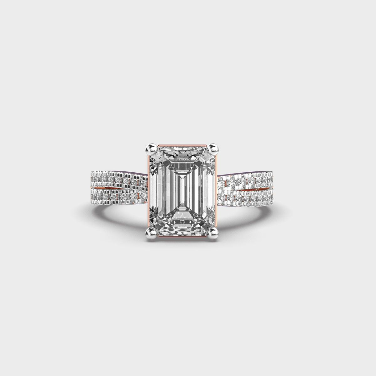 Elvira Emerald Cut Diamond Ring - View 20