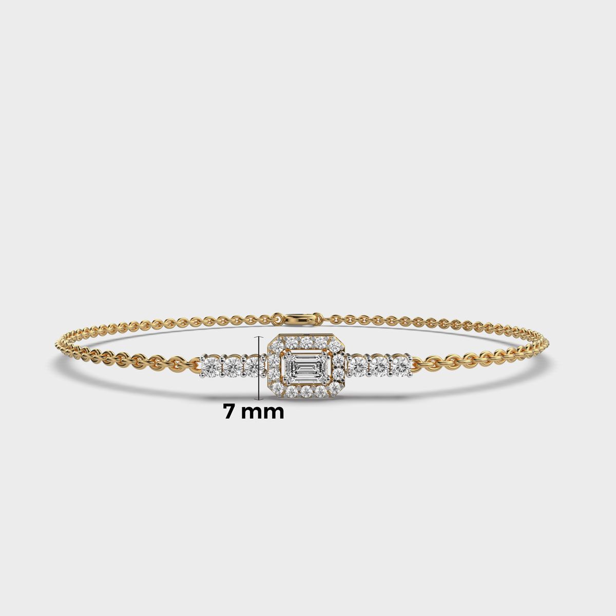 Edgy Halo Emerald Cut Diamond Bracelet