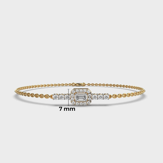 Edgy Halo Emerald Cut Diamond Bracelet