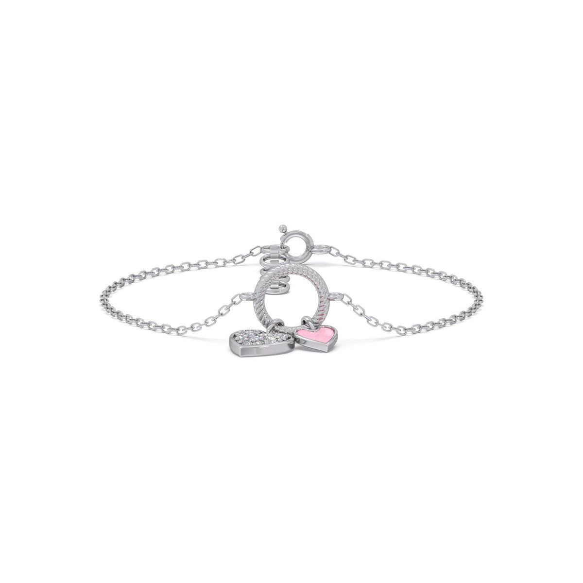 Twinkling Twin Hearts Diamond Kids Bracelet