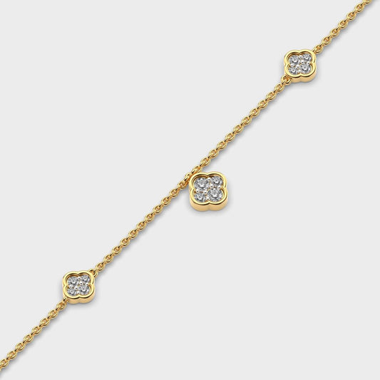 Cubic Clover Diamond Bracelet