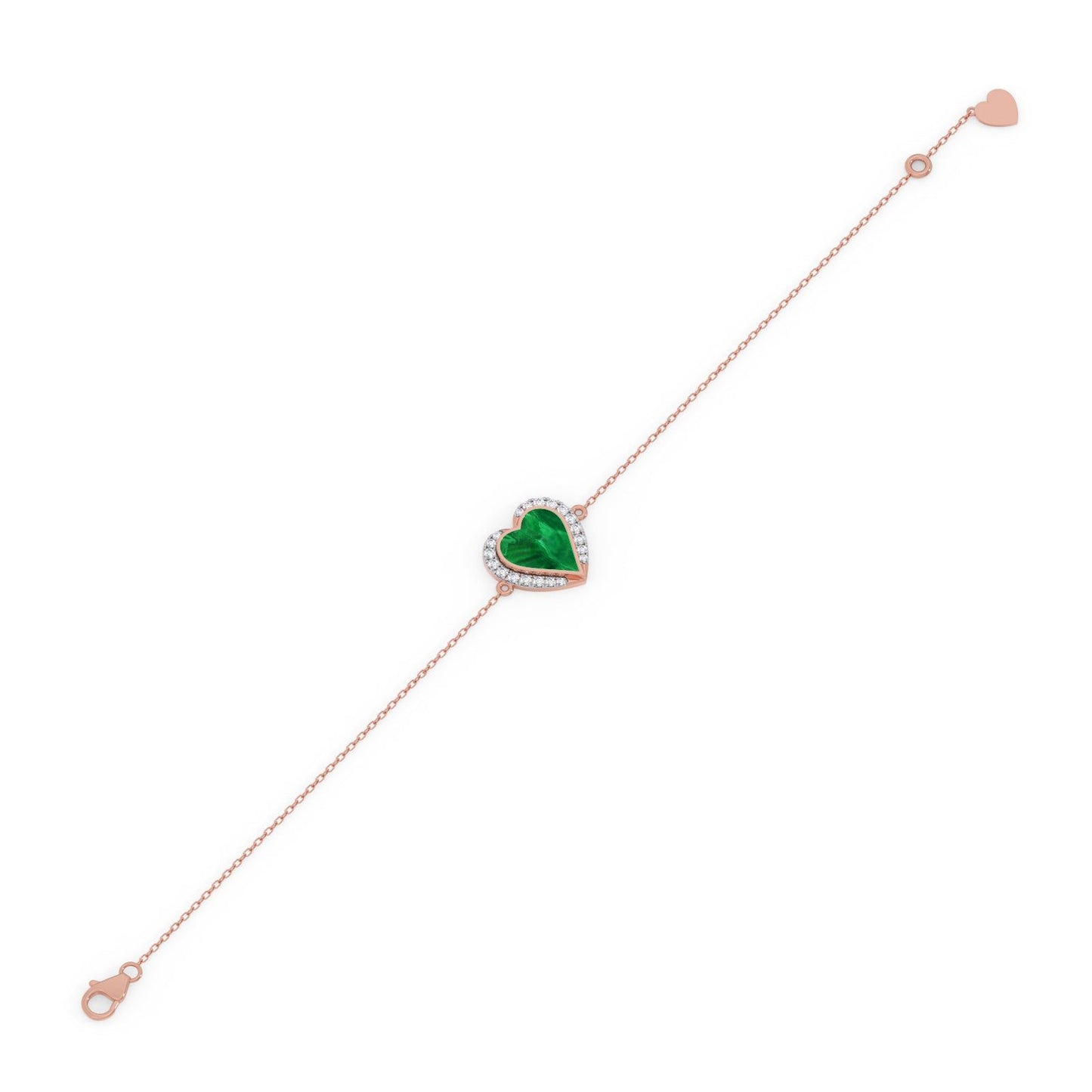 Malachite Heart Diamond Chain Bracelet