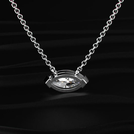 East West Marquise Solitaire Necklace