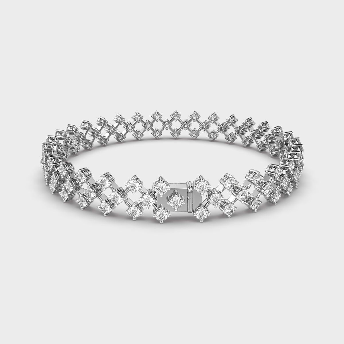 Clustered Diamond Mesh Wide Bracelet