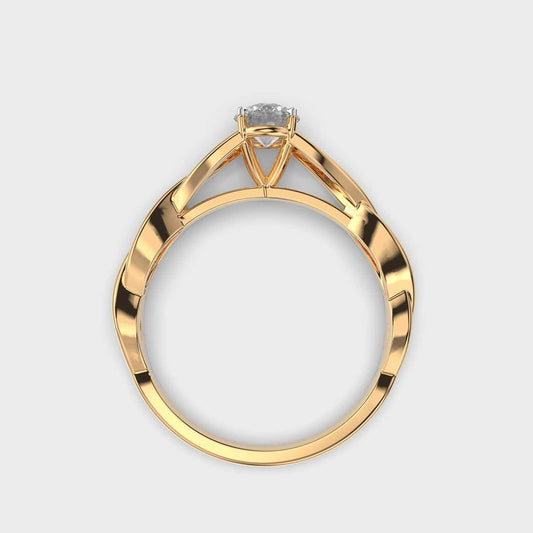 Twisted Vine Solitaire Diamond Band Ring - View 4