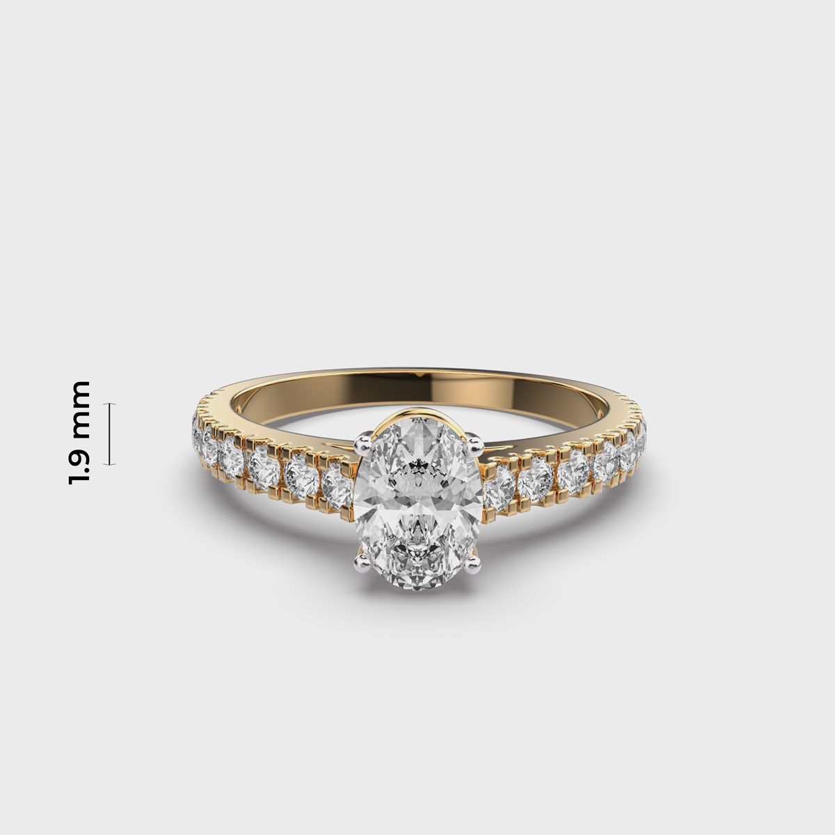 40 Cent Oval Solitaire with Diamond Band Ring - View 5