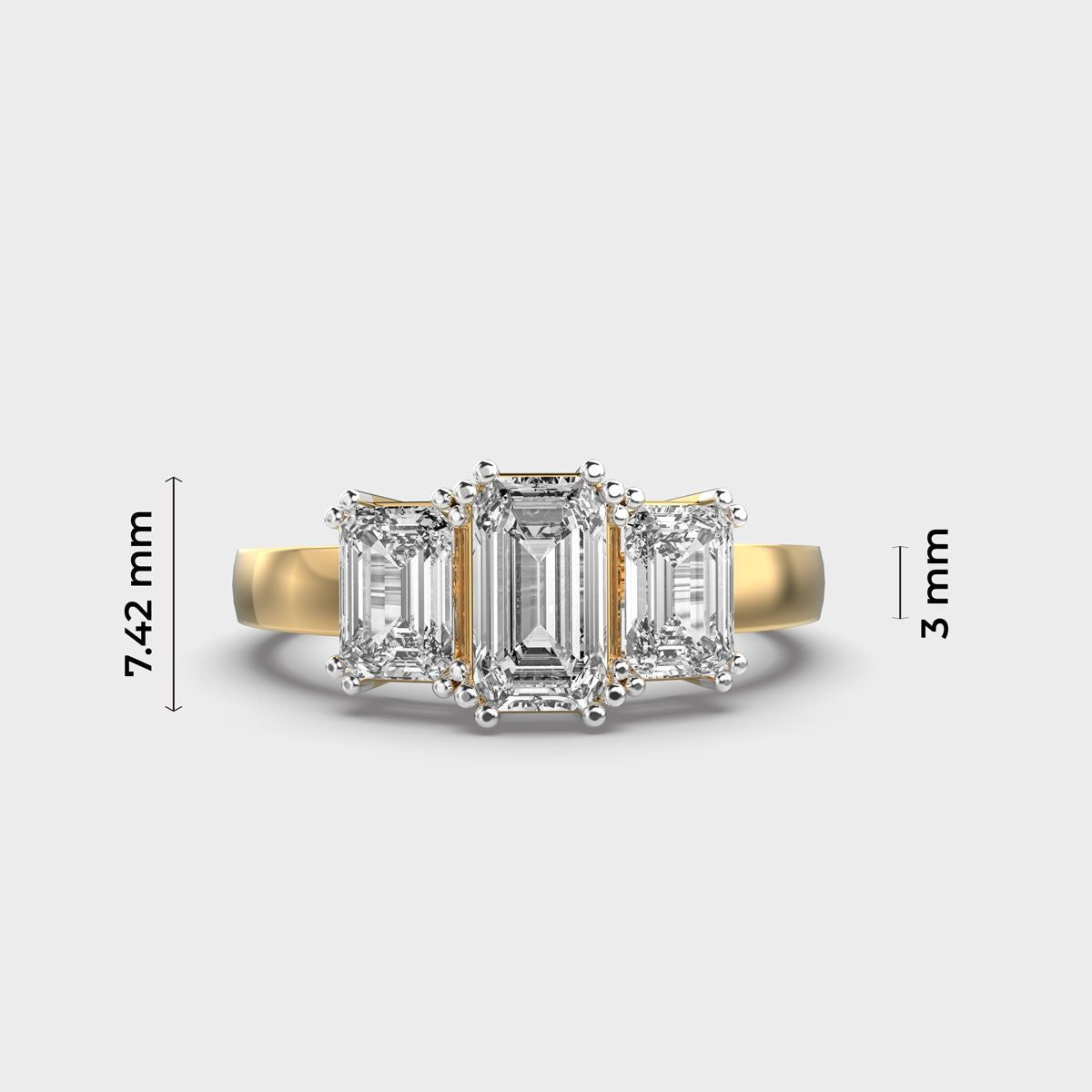 Triad Emerald Diamond Solitaire Ring - View 5