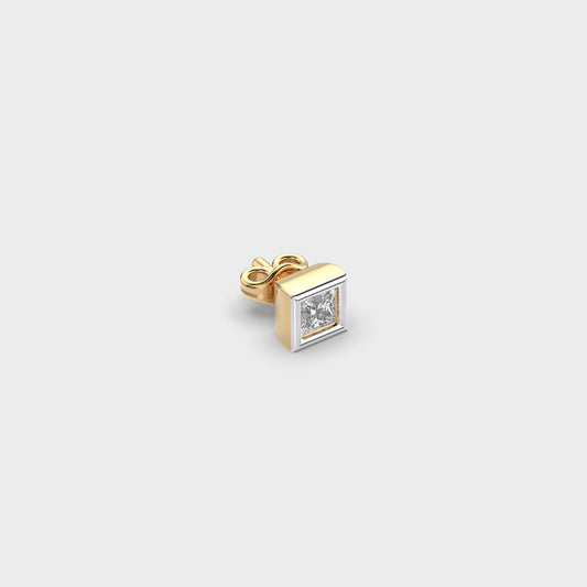 Shimmering Squared Princess Cut Diamond Stud For Men