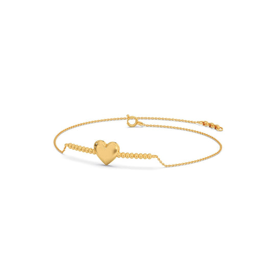 Heart Plain Gold Chain Bracelet