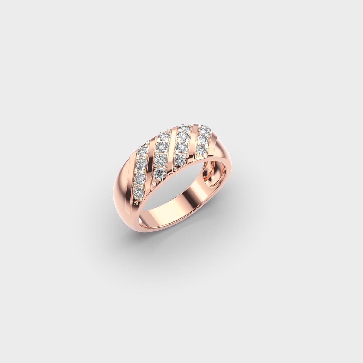 Four Line Chunky Round Diamond Ring - View 3