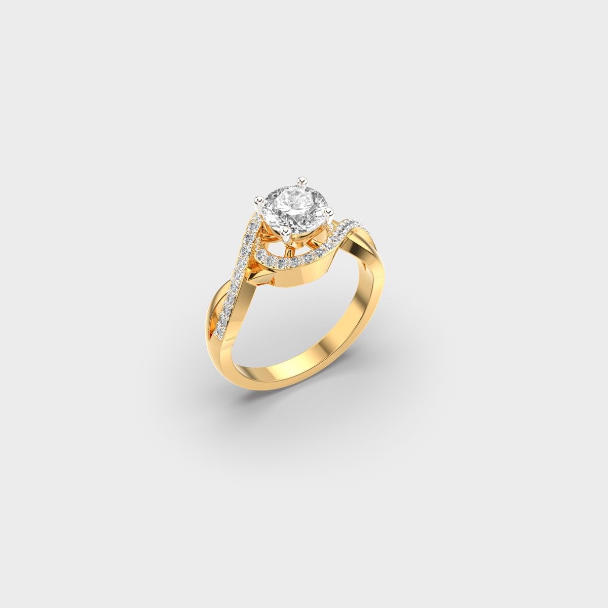 Twisted Halo Padma Cut Diamond Ring - View 3