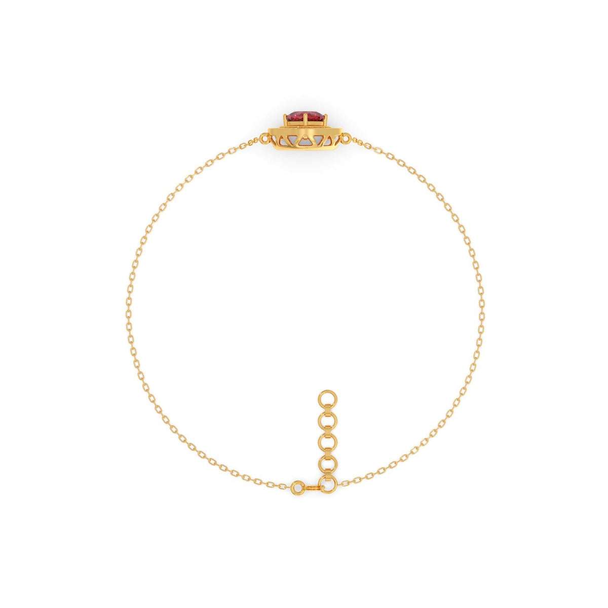 Red Cushion Halo Diamond Bracelet