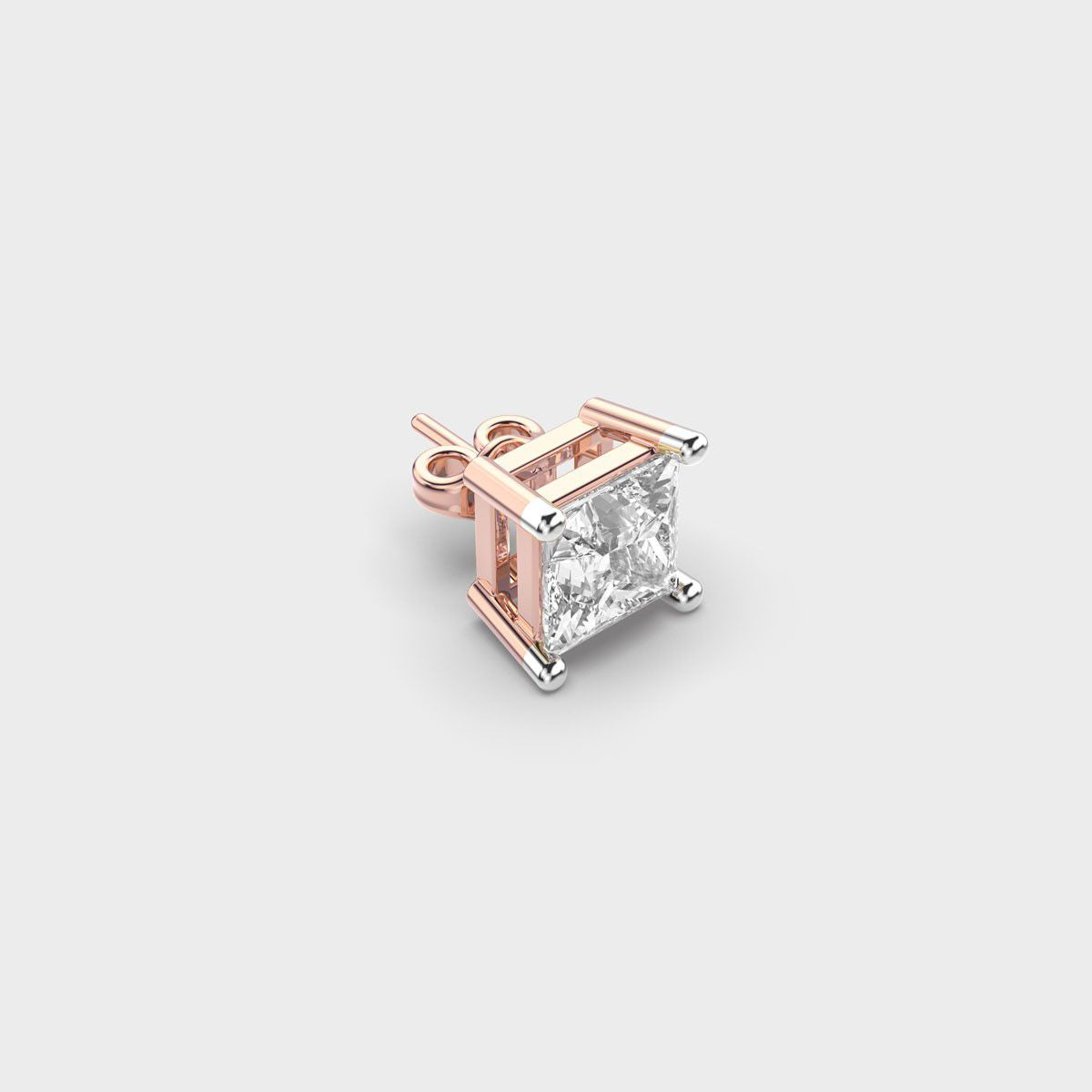 Princess Cut Diamond Prism Stud