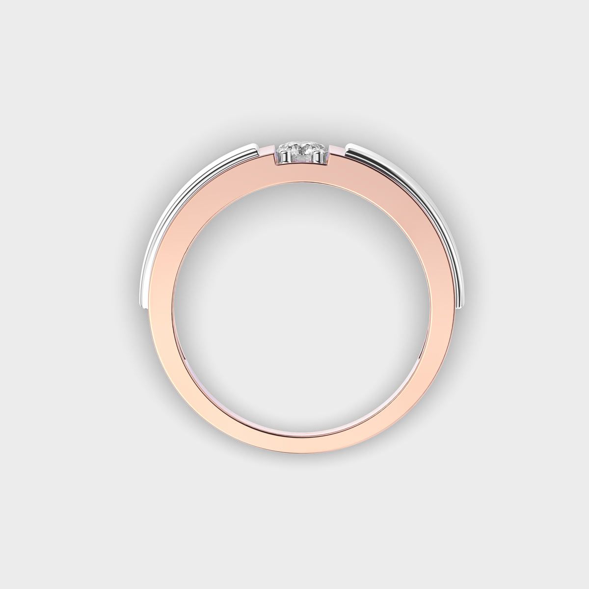 Double Tone Chunky Diamond Band - View 4