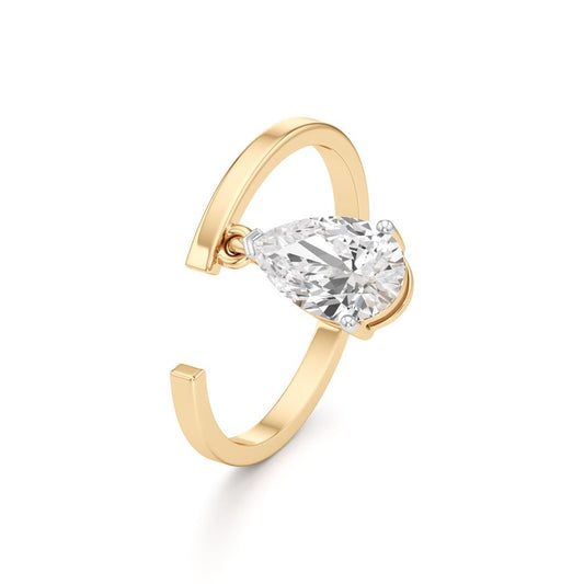 Floating Pear Diamond Wrap Ring