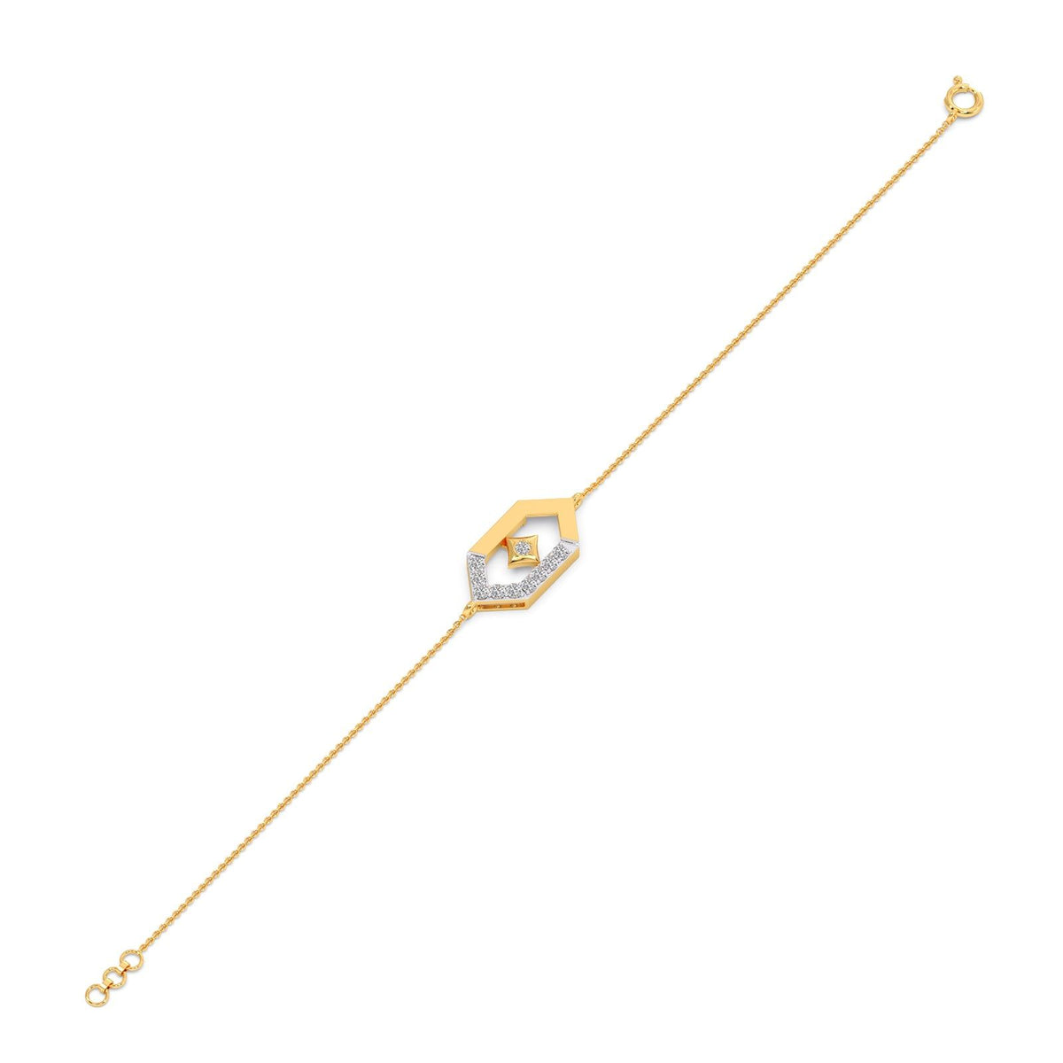 Six-Sided Glamour Diamond Chain Bracelet
