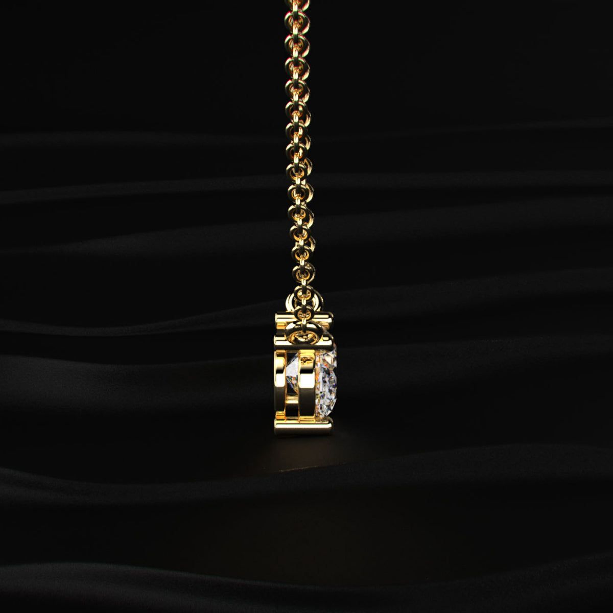 East-West Oval Solitaire Necklace