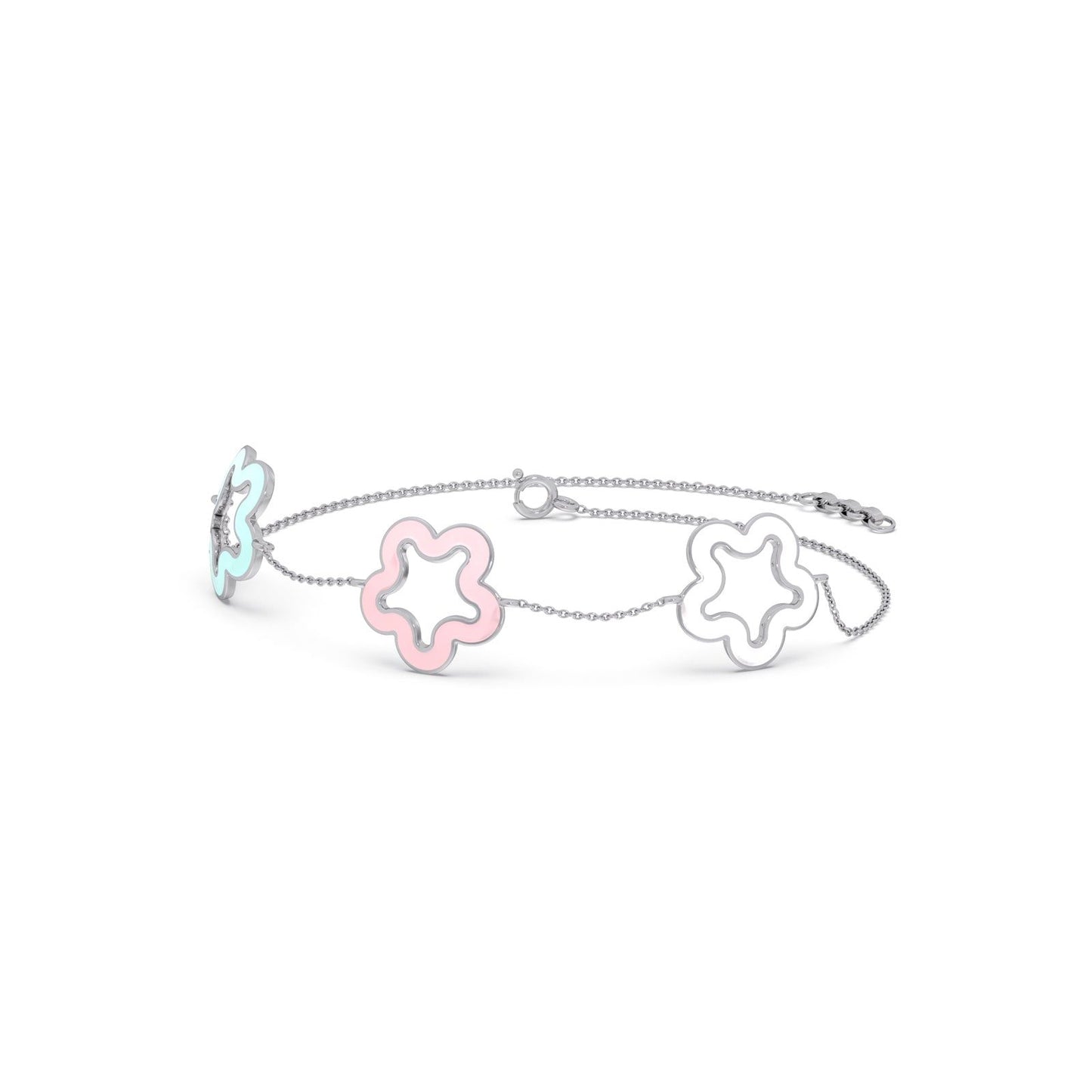 Pastel Floral Plain Gold Chain Bracelet
