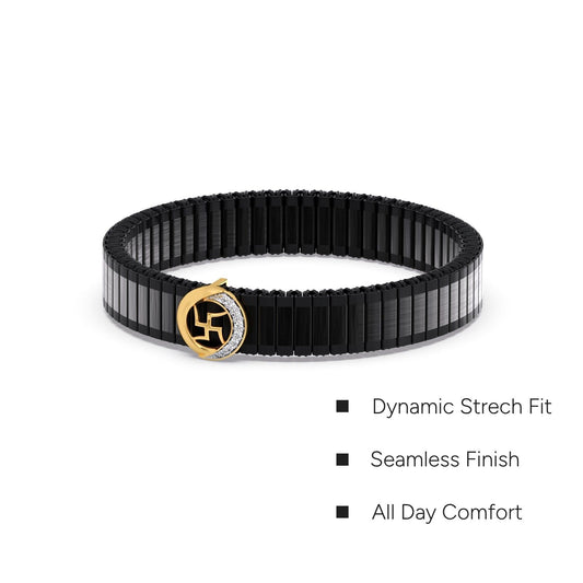 Swastika Wheel Diamond Men's Bracelet