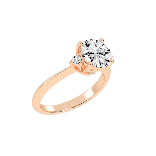 Solendria Two Head Round Cut Lab Diamond Ring