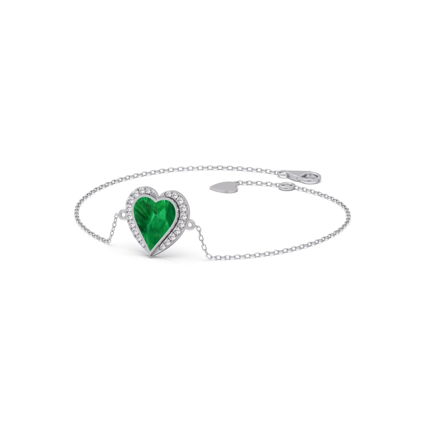 Malachite Heart Diamond Chain Bracelet