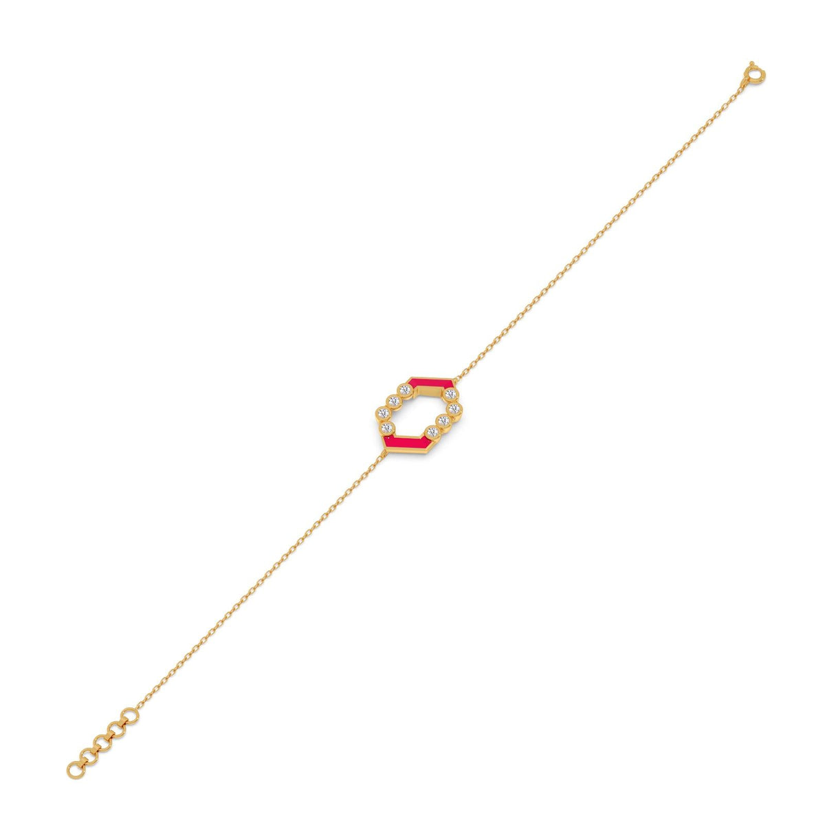 Hexora-Enamel Scarlet Diamond Chain Bracelet
