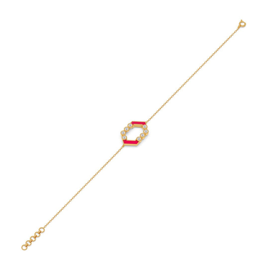 Hexora-Enamel Scarlet Diamond Chain Bracelet