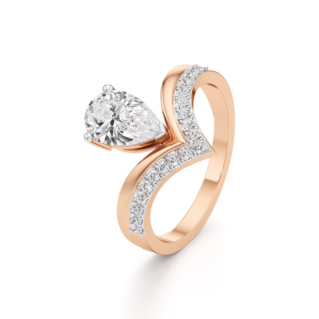 Pear Solitaire V-Shaped Grace Ring