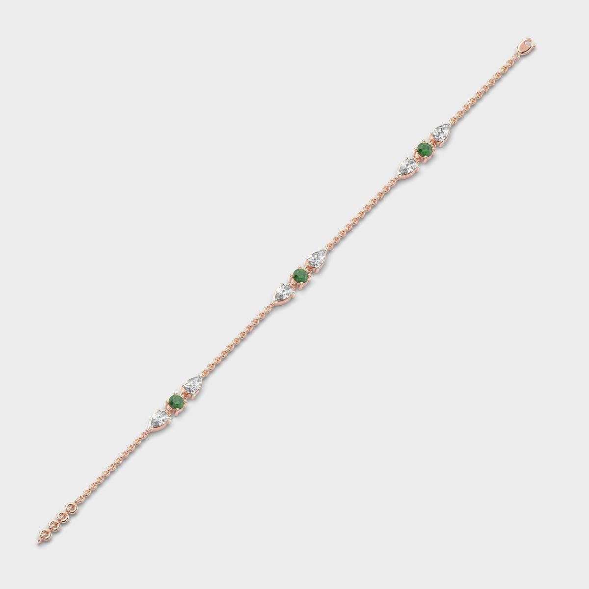 Minimal Green Stone Adele Diamond Bracelet