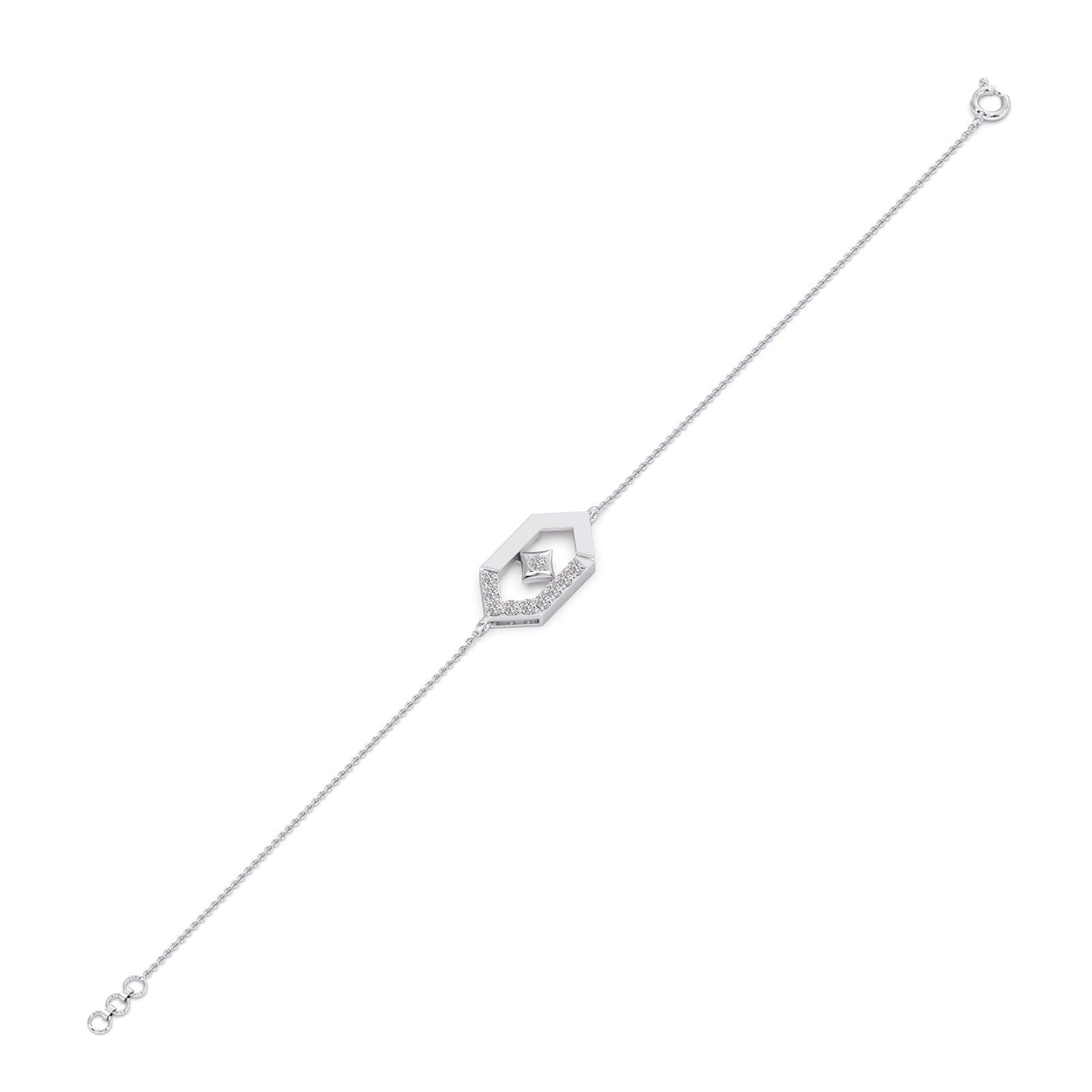 Six-Sided Glamour Diamond Chain Bracelet