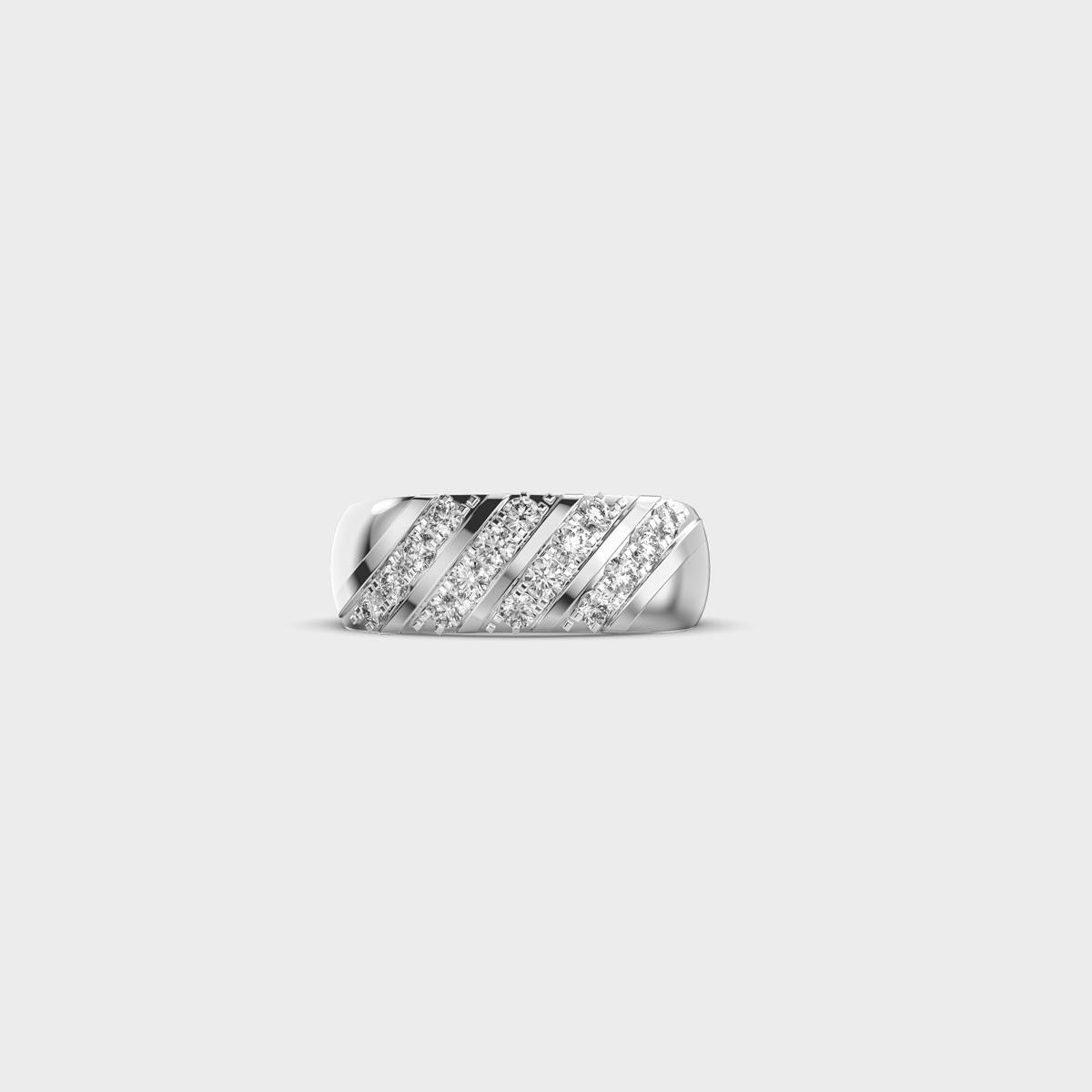Four Line Chunky Round Diamond Ring - View 7
