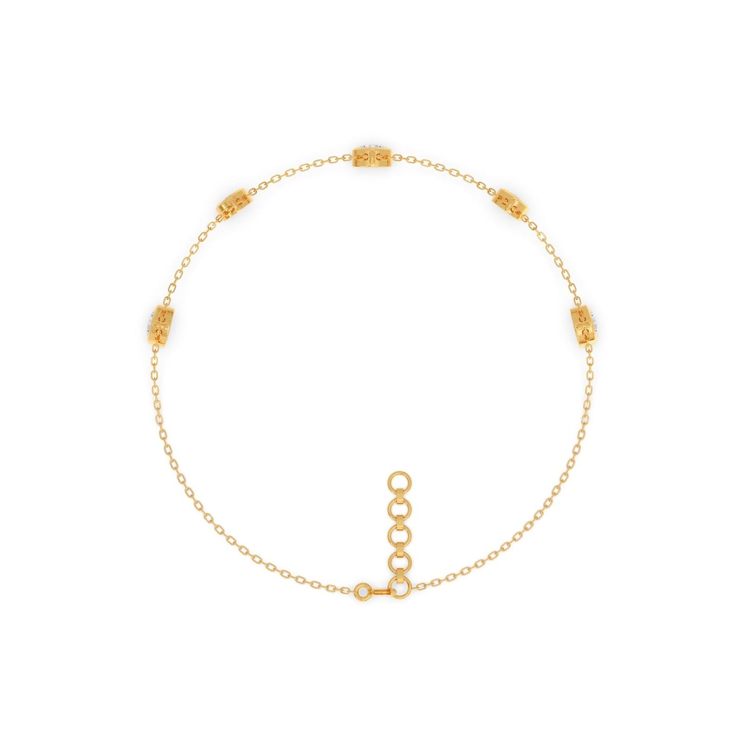 Oval Gem Round Diamond Chain Bracelet