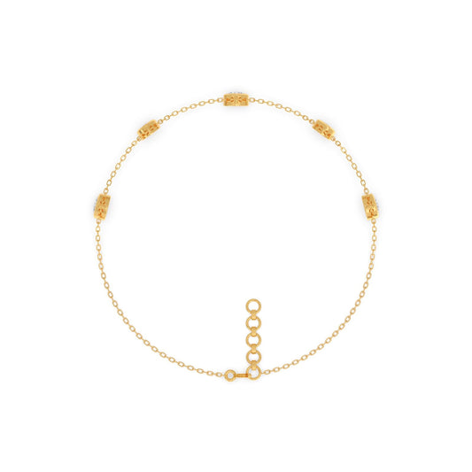 Oval Gem Round Diamond Chain Bracelet