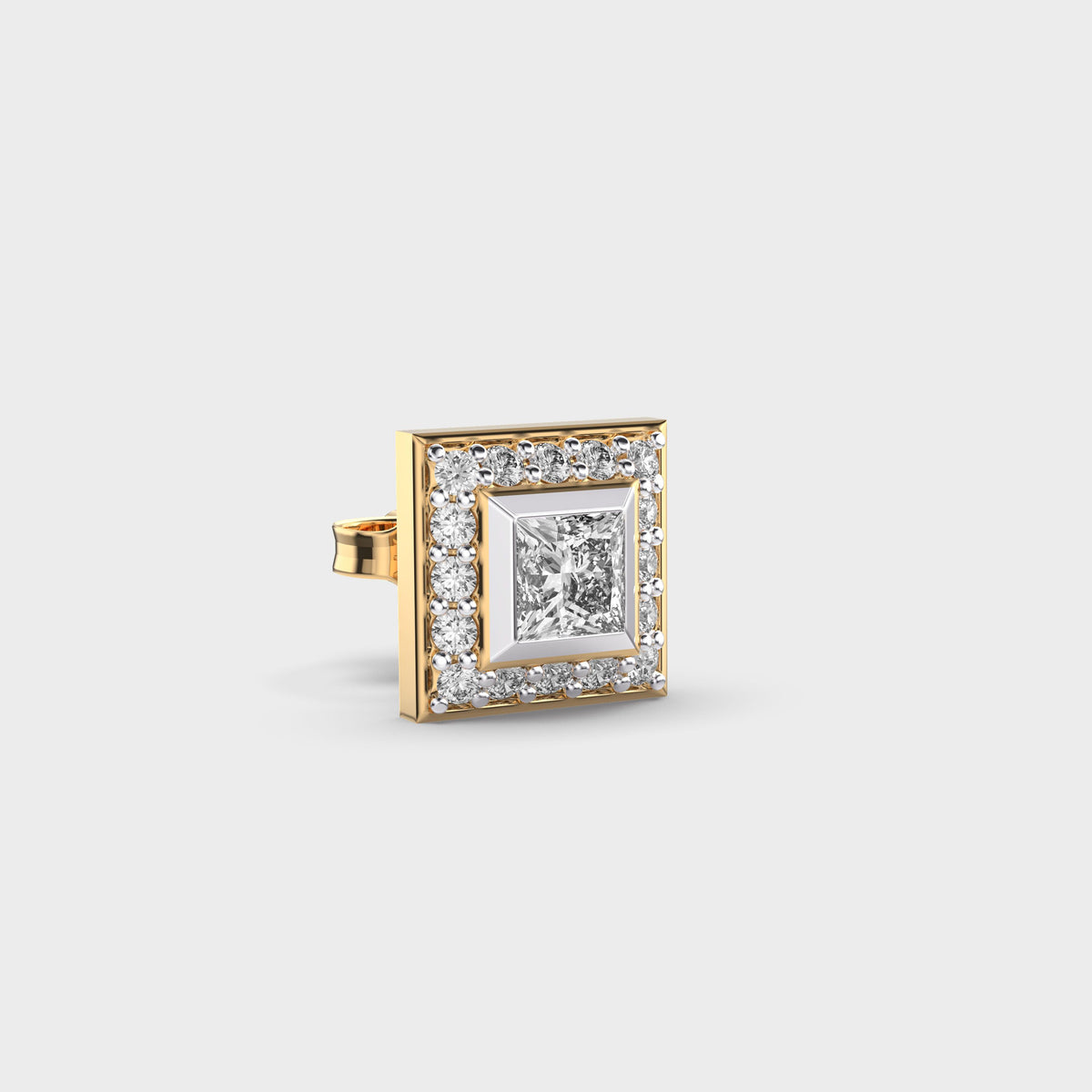 Classic Square Men Princess Diamond Stud