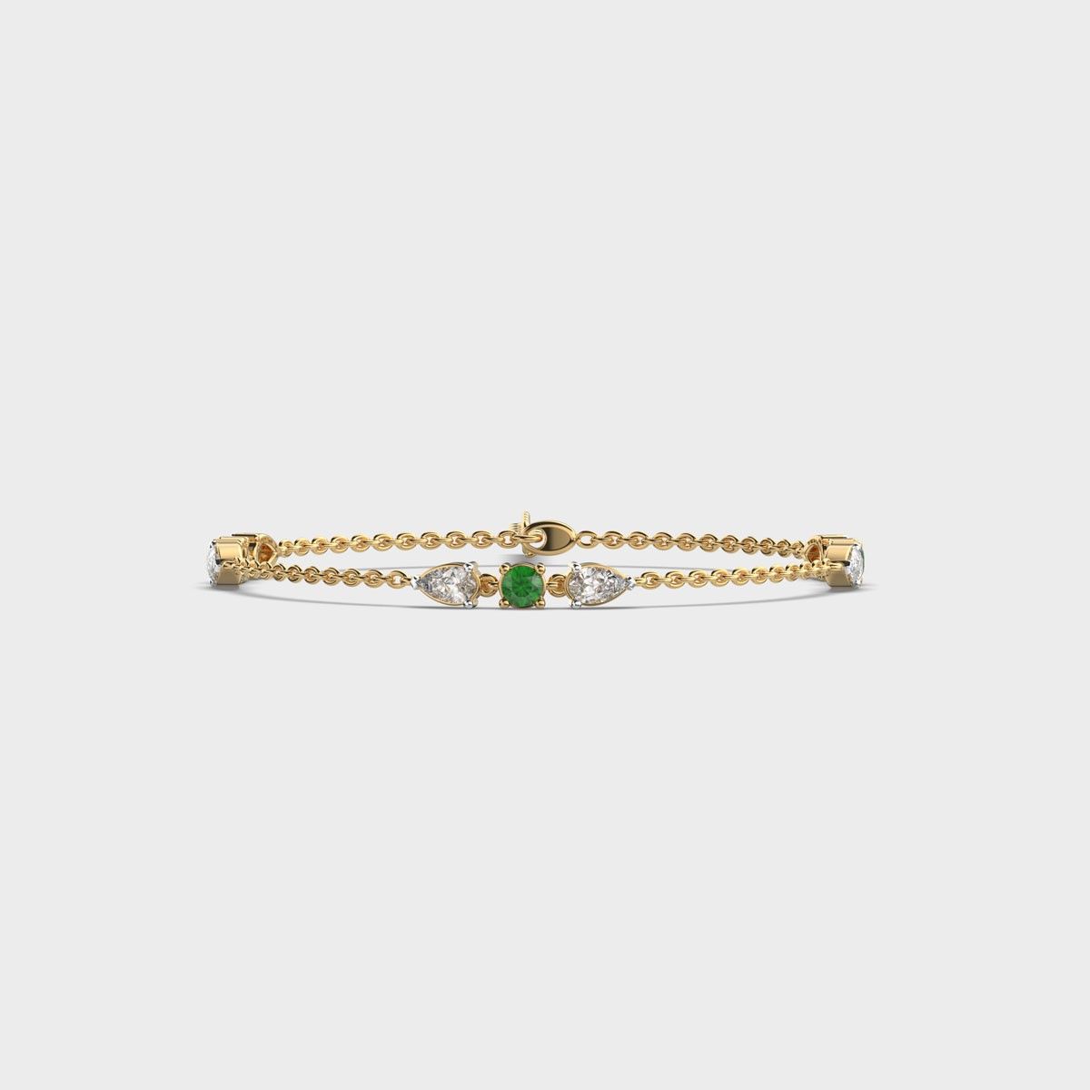 Minimal Green Stone Adele Diamond Bracelet