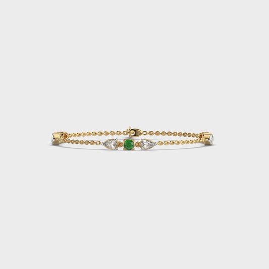 Minimal Green Stone Adele Diamond Bracelet