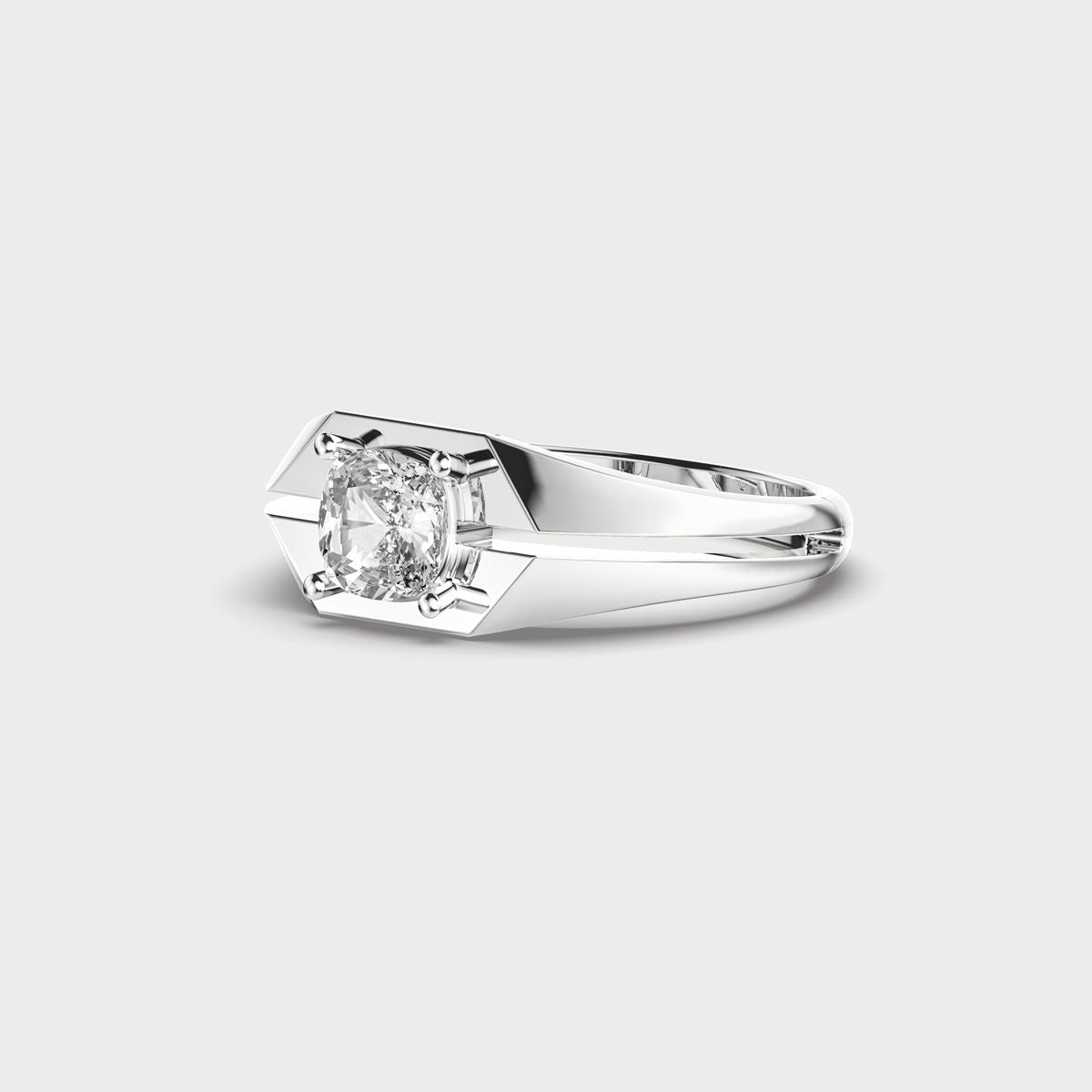 Dual Tone Geometric Round Diamond Ring For Men - View 8