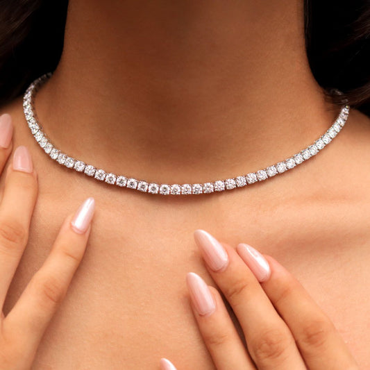 Round Diamond Tennis Necklace