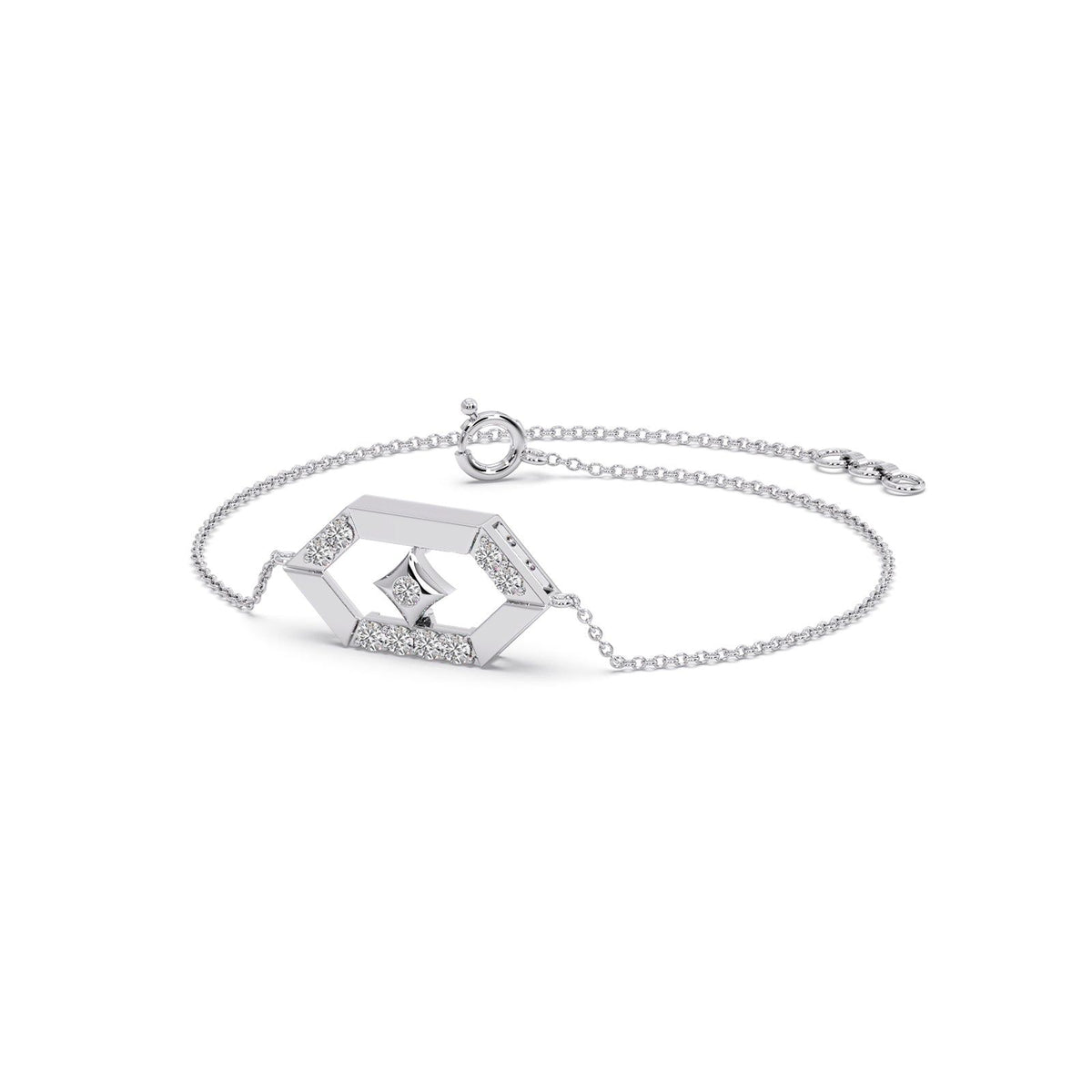 Hexora Moving Diamond Lattice Chain Bracelet
