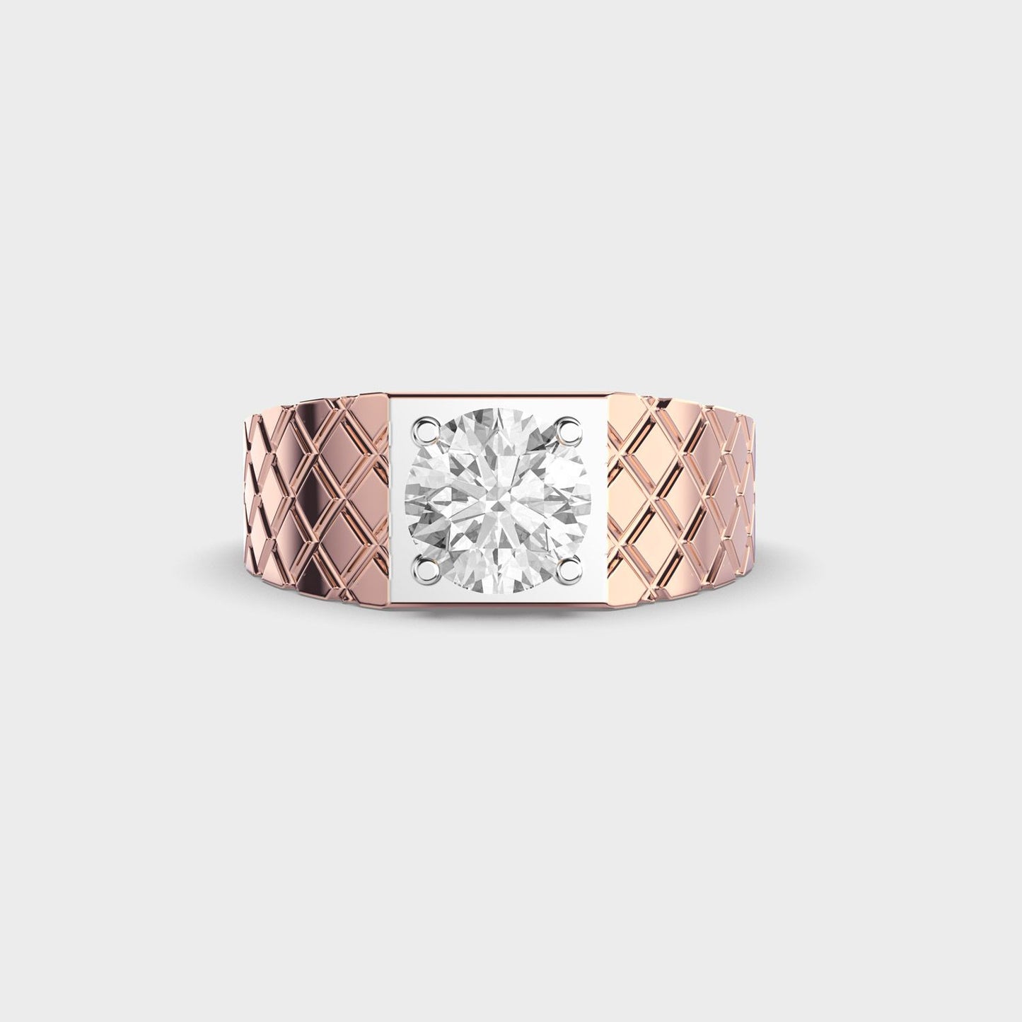 Quilted Solitaire Diamond Ring For Men - View 1