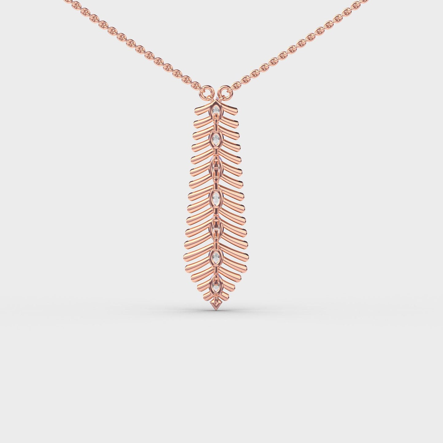 Elongated Fern Diamond Necklace