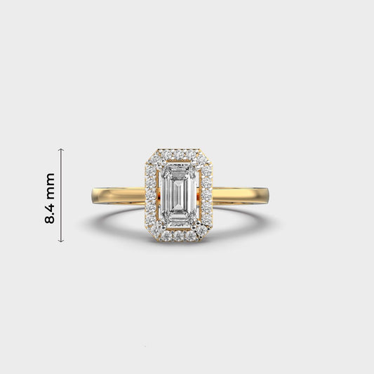Emerald Diamond Halo Band Ring - View 5