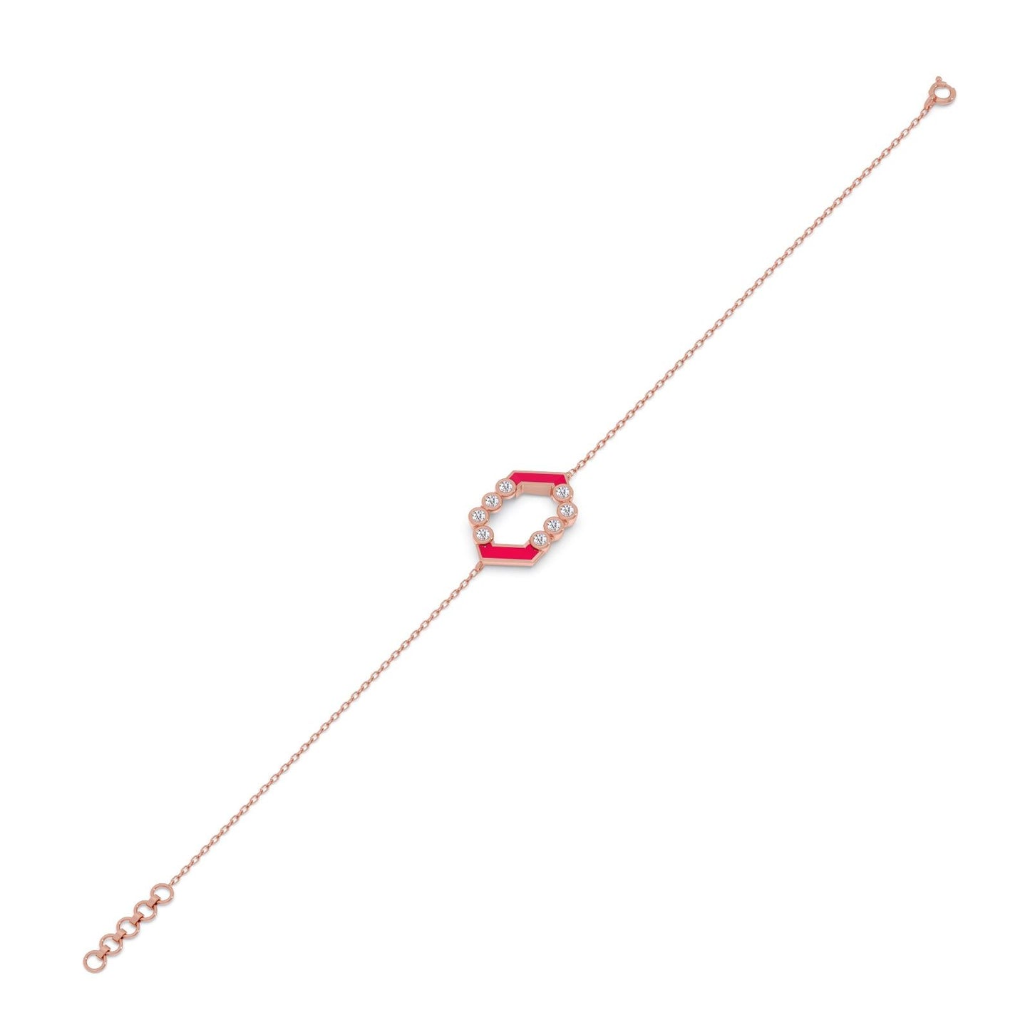 Hexora-Enamel Scarlet Diamond Chain Bracelet