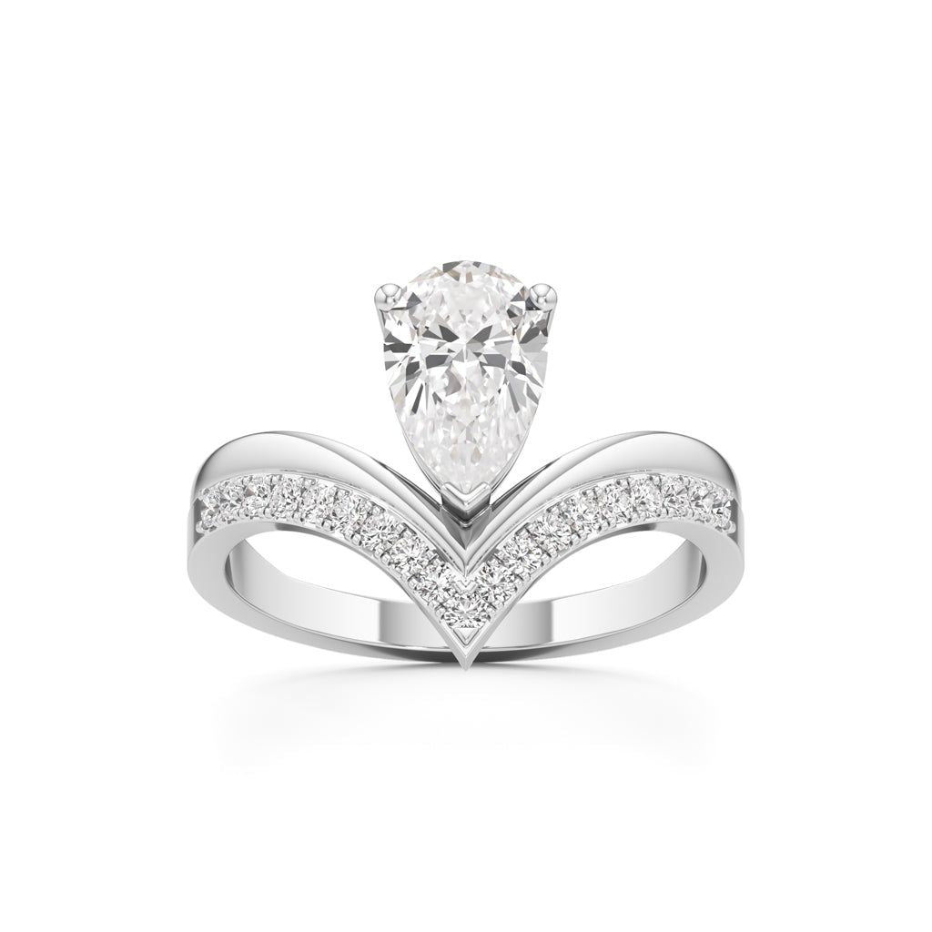 Pear Solitaire V-Shaped Grace Ring